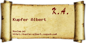 Kupfer Albert névjegykártya